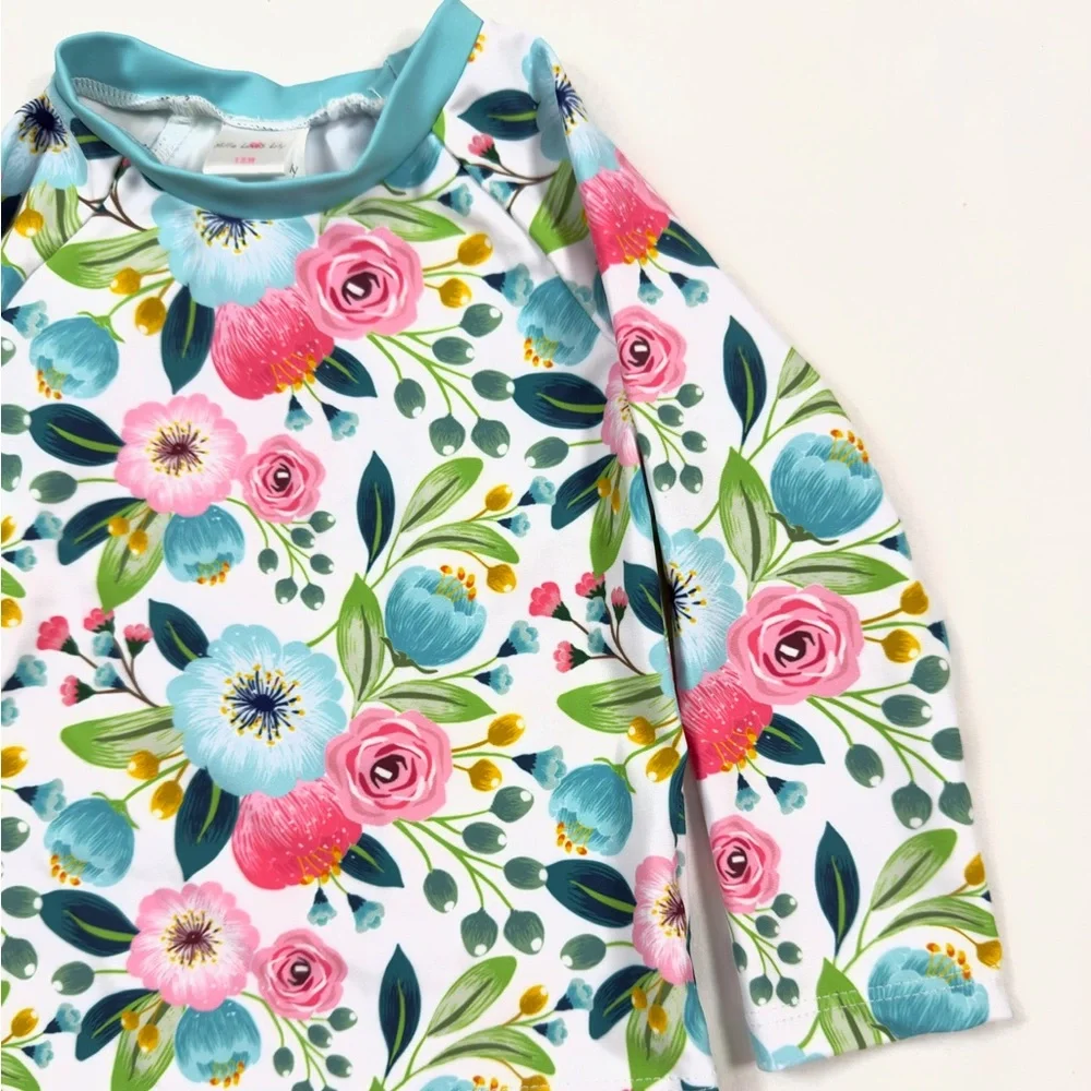 MILLIE LOVES LILY Girls‎ Floral Long Sleeve Rashguard 12M Swim Beach Summer
